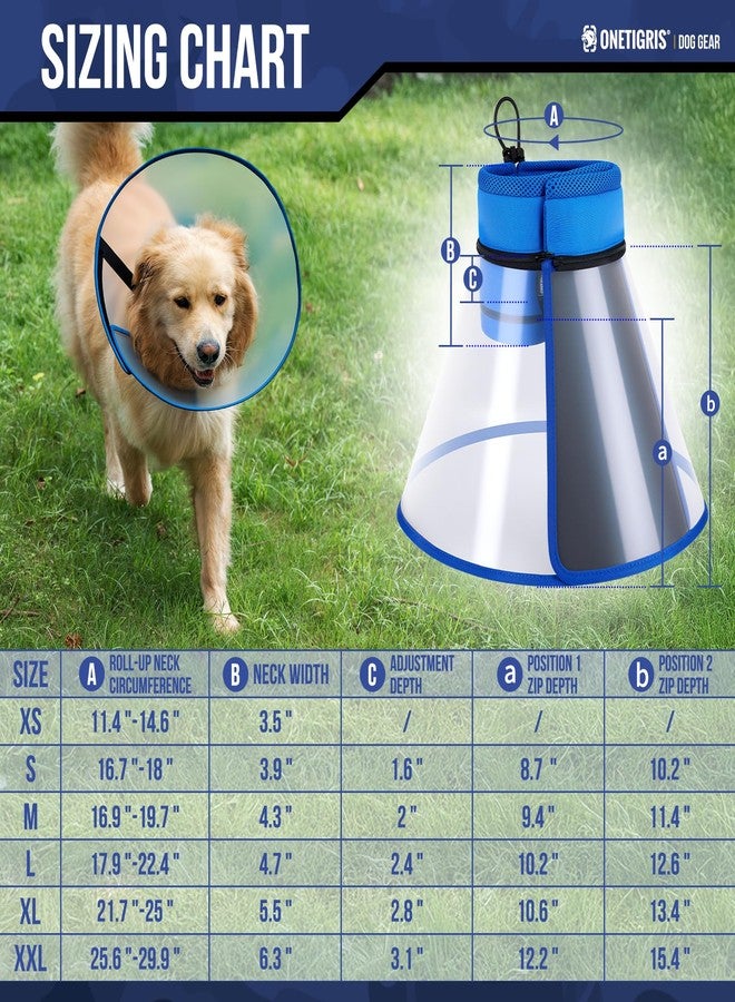 OneTigris Depth Adjustable Soft Dog Cone Collar for Medium Large Dogs After Surgery, Recovery for Small Dogs, Lightweight Elizabethan Collar for Dog to Stop Licking (Blue, M) - Image 2